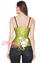 Load image into Gallery viewer, Lime Green Dupioni Long Torso Underbust Corset