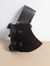 Load image into Gallery viewer, Sword Frog with Black Fur Lined Leather in Dark Brown