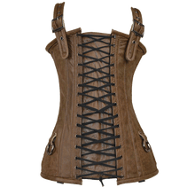 Load image into Gallery viewer, Corset Leather 6 Buckle Zipfront Tank