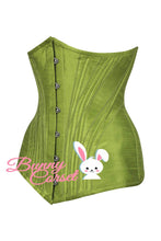 Load image into Gallery viewer, Lime Green Dupioni Long Torso Underbust Corset