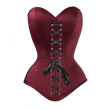 Load image into Gallery viewer, Burgundy Overbust Corset w/Hip Gores Sizes 24,30,32