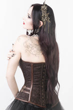 Load image into Gallery viewer, Steampunk Brown Brocade Overbust Corset
