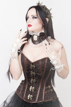 Load image into Gallery viewer, Steampunk Brown Brocade Overbust Corset