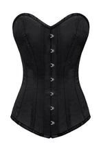 Load image into Gallery viewer, Black Satin Overbust Corset Sizes 28,34