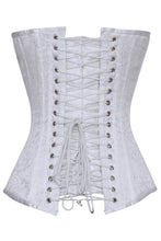 Load image into Gallery viewer, Brocade Overbust White Corset in Size 28