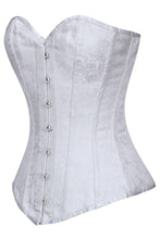 Load image into Gallery viewer, Brocade Overbust White Corset in Size 28