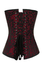 Load image into Gallery viewer, Red/Black Brocade Gothic Corset Size 26 Only