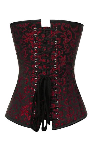Red And Black Stripes Brocade Gothic Burlesque Corset Overbust Bustier  Manufacturer, Exporter, Supplier