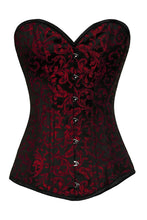 Load image into Gallery viewer, Red/Black Brocade Gothic Corset Size 26 Only
