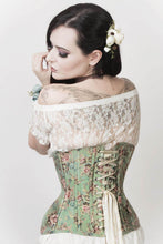 Load image into Gallery viewer, Seafoam Green Floral Underbust Corset Sizes 20, 28 Only
