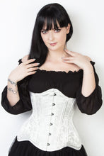 Load image into Gallery viewer, White Brocade Underbust Corset Size 28 only