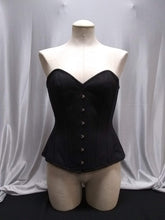 Load image into Gallery viewer, Corset Black Cotton Overbust in Sizes 24,26,30"