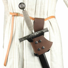 Load image into Gallery viewer, Sword Frog with Black Fur Lined Leather in Dark Brown