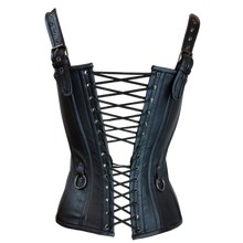Load image into Gallery viewer, Corset Leather 6 Buckle Zipfront Tank