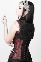 Load image into Gallery viewer, Red&Black Brocade Corset w-Belt with a Pouch & Bolero