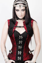 Load image into Gallery viewer, Red&Black Brocade Corset w-Belt with a Pouch & Bolero