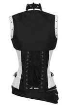 Load image into Gallery viewer, Black & White Overbust Corset w-Bolero Vest and Belt with Pouch