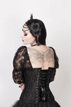Load image into Gallery viewer, Gothic Black Brocade Corset With Black Lace Sleeves