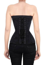 Load image into Gallery viewer, Black Brocade Underbust Training Corset with front Zipper