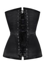Load image into Gallery viewer, Black Satin Overbust Corset in sizes 20,22