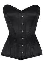 Load image into Gallery viewer, Black Satin Overbust Corset in sizes 20,22