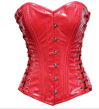 Load image into Gallery viewer, Corset Overbust Lahm PVC Vinyl Red