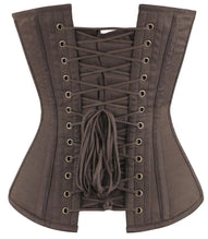 Load image into Gallery viewer, Steampunk Overbust Brown Corset w/ 6 Buckles Sizes 20, 30