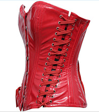 Load image into Gallery viewer, Corset Overbust Lahm PVC Vinyl Red