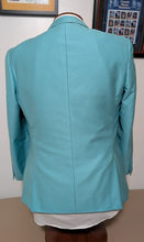Load image into Gallery viewer, Vintage Style 60's Suit In Turquiose with Black Trim by Vinci Size 38S/32W
