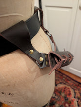 Load image into Gallery viewer, Leather Sword Frog in Brown
