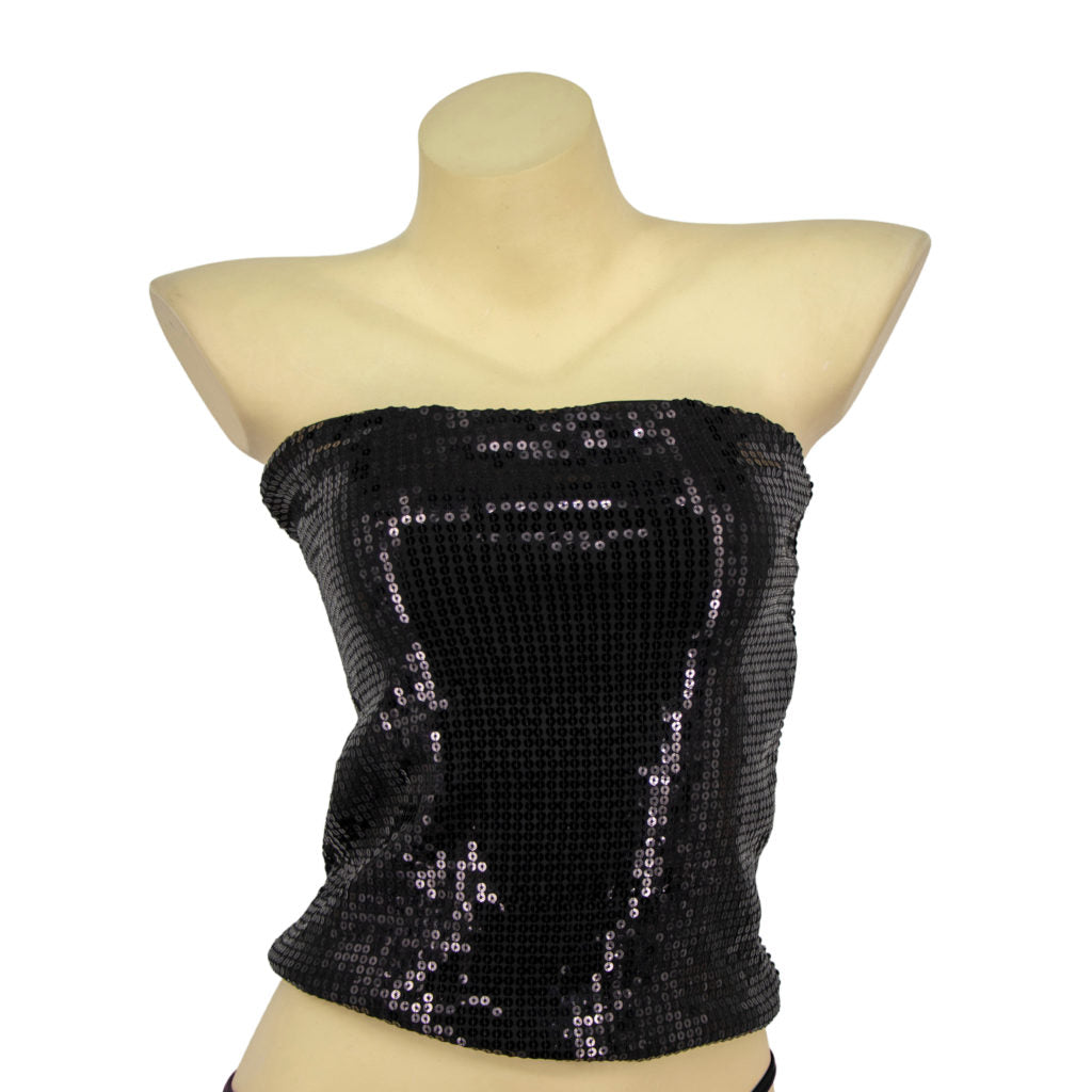 Sweetheart Crop Top in Black Sequins – les Femmes élégantes