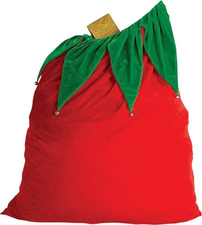 Velvet Santa Bag with Bells