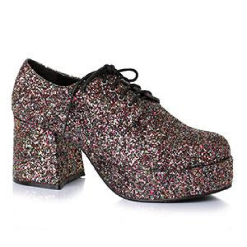 strapless open back dress Ellie Men's Small Glitter Disco Platform Shoe Black