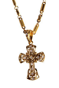Rhinestone Cross and Chain Necklace