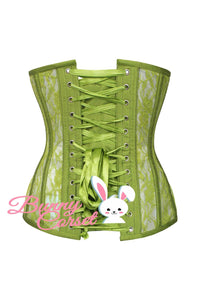 Olive Mesh Underbust Corset With Lace Overlay