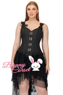 Black Brocade Corset With Adjustable Shoulder