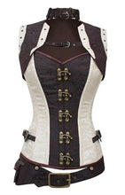 Load image into Gallery viewer, Overbust Corset in Cream/Brown w/Belt &amp; Jacket
