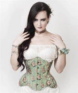 Seafoam Green Floral Underbust Corset Sizes 20, 28 Only