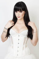 White Mesh and Cotton Underbust Waist Traing Corset