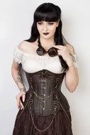 Steampunk Faux Brown Leather Underbust Corset