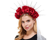 Load image into Gallery viewer, Headband Roses and Rays w/Veil
