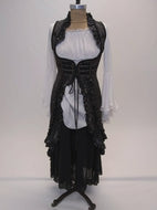Pirate or Medieval silk long Underbust Ruffle Collar brocade vest