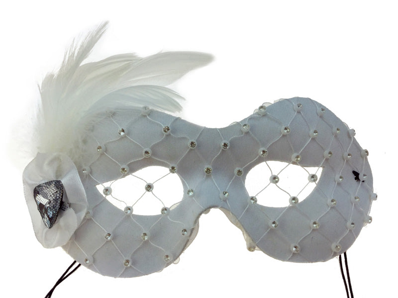 Mask Party Diamond with Mesh in White