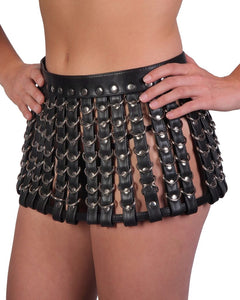 Leatherette Skirt w/Multiple Rings