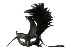 Load image into Gallery viewer, Venetian Pleather Swan w/ Feather and Gems
