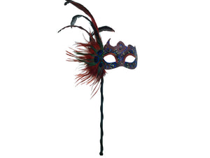 Mask Venetian w/ Stick Peacock