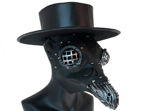 Plague Doctor Mask In Black & Silver w/Goggles