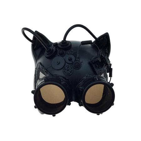 black steampunk goggles Kbw Black Steampunk Kitty Cat Women's Costume Half Mask with Goggles