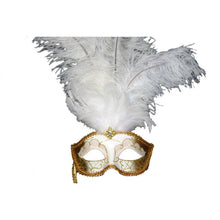 Load image into Gallery viewer, Venetian Mask w/ Feathers &amp; Stick in 6 Colors
