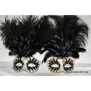 Venetian Mask Swan Motif w/ Feathers